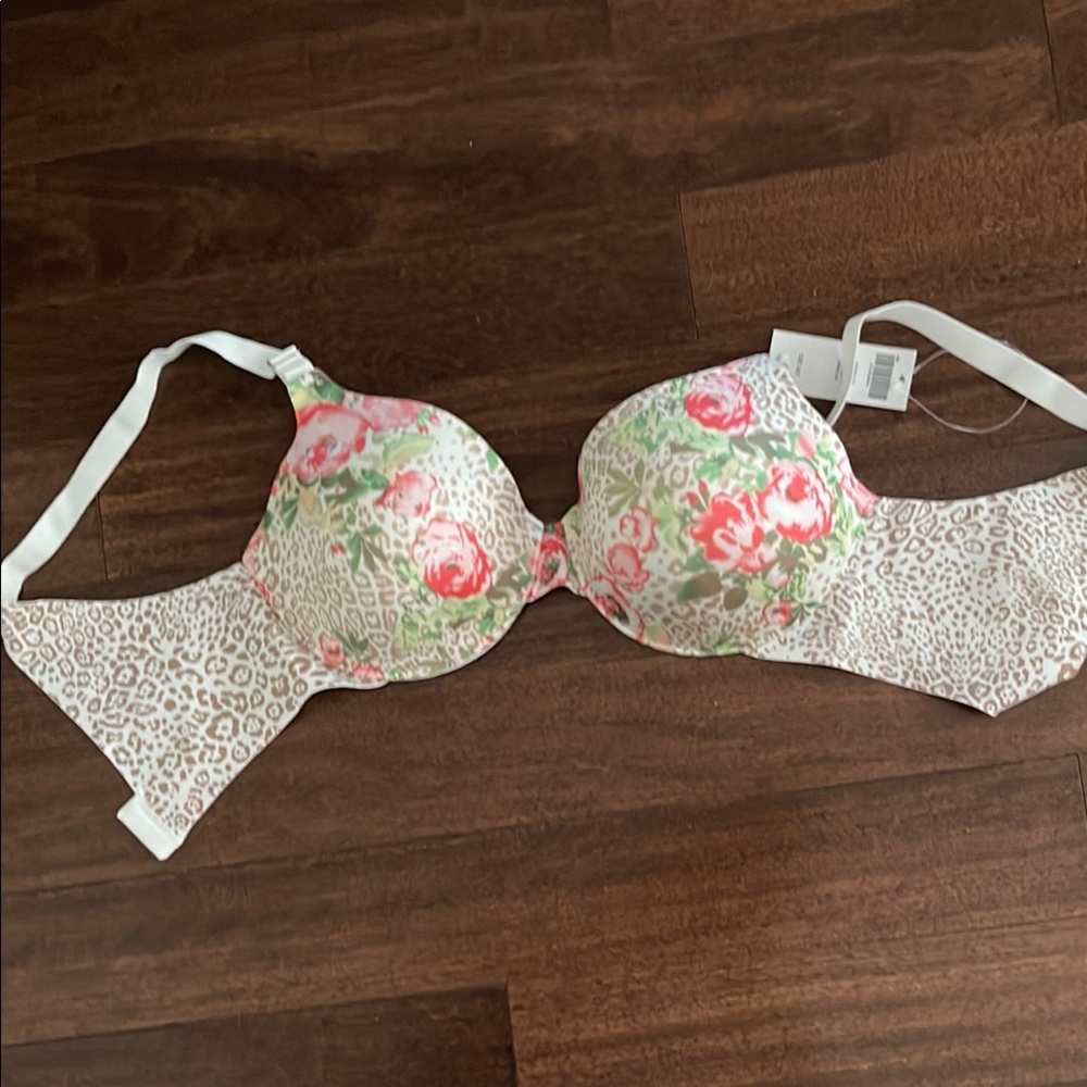 Floral and Leopard Print Bra